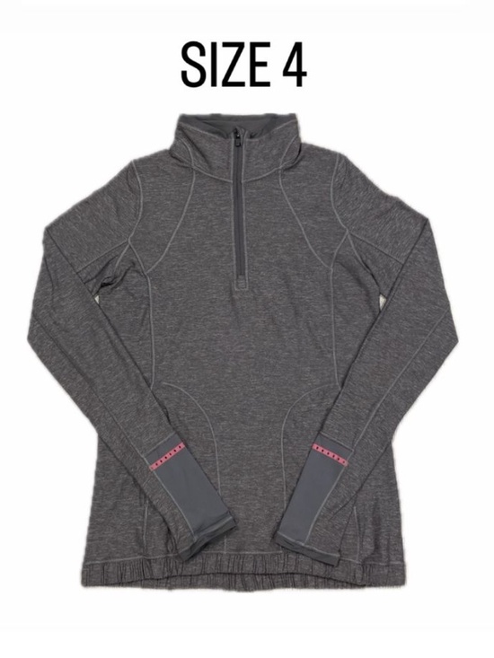 lululemon athletica Jackets & Blazers - Lululemon Heathered Charcoal Grey Run Turbo Zip Pullover Reflective Trim Size 4
